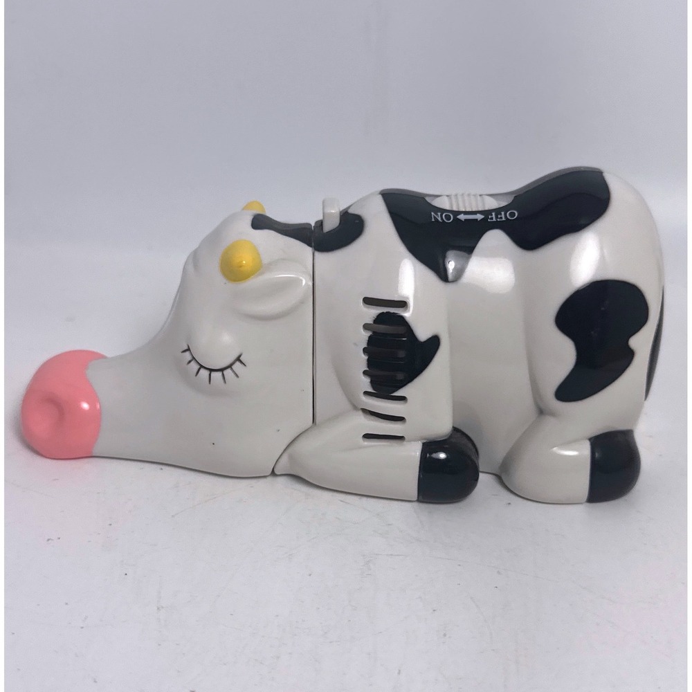 Cow Mini Desk Vacuum Novelty Office White Black Spotted as is